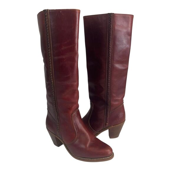 Vintage Dexter Campus Western Tall Boots 8 Brown Cowgirl Riding Ranch Festival - Picture 2 of 16